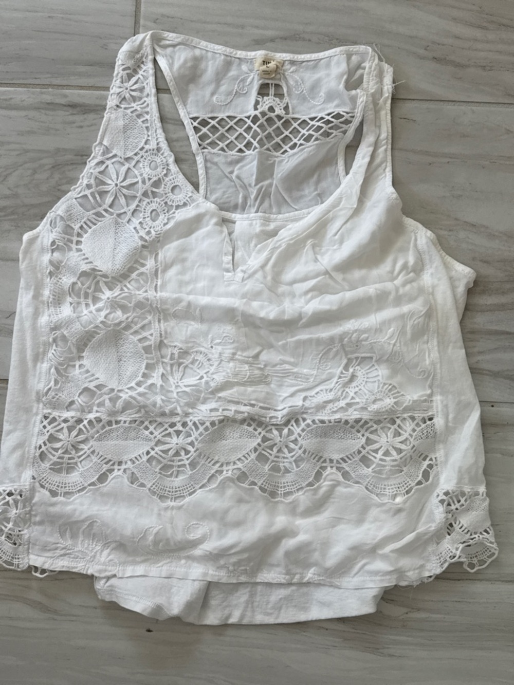 Tiny (Anthropologie) White Crochet Lace Tank Top - Women -Size L